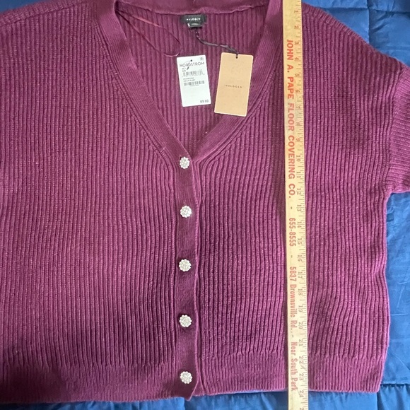 NWT HALOGEN WOMEN'S EMBELLISHED BUTTON CARDIGAN SWEATER SIZE XL DEEP RUBY NEW - Picture 8 of 12